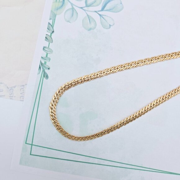 Rose Gold Flat Link Necklace with Elegant Bold Twist Design – 50cm, XPNL0053 - Picture 10 of 12